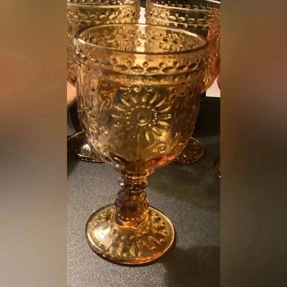 Vintage Wine Glass Goblets Gold Amber Color set of 2 for $25, set of 4 for $40